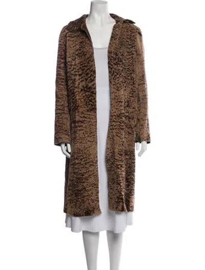 Pre-owned Fur Animal Print  Coat In Brown