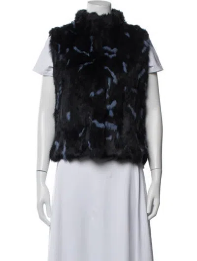 Pre-owned Fur Animal Print  Jacket In Black/blue