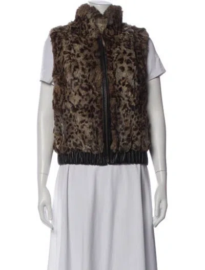 Pre-owned Fur Animal Print  Jacket In Brown