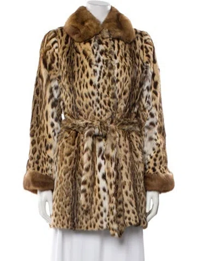 Pre-owned Fur Animal Print  Jacket In Brown