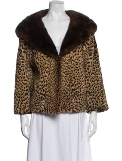 Pre-owned Fur Animal Print  Jacket In Brown