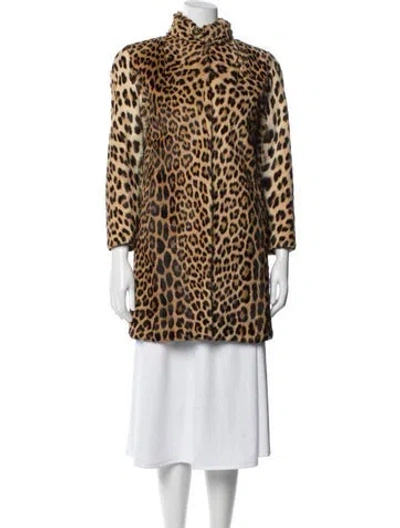 Pre-owned Fur Animal Print  Jacket In Brown