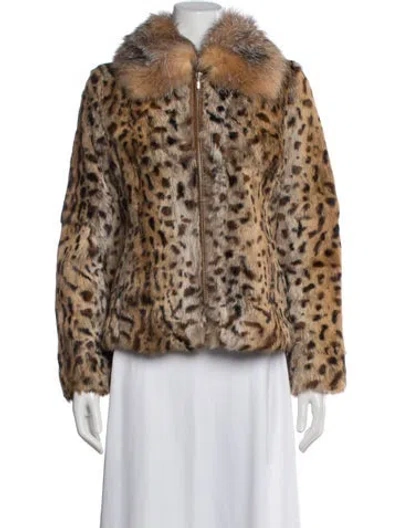 Pre-owned Fur Animal Print  Jacket In Brown