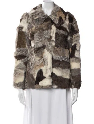 Pre-owned Fur Animal Print  Jacket In Neutral