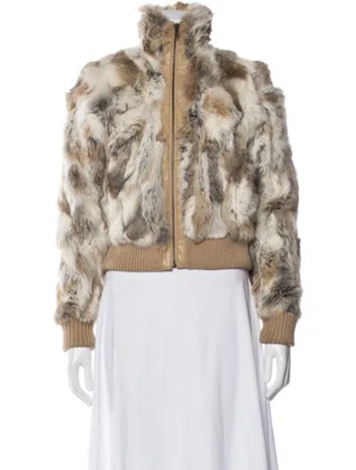 Pre-owned Fur Animal Print  Jacket In Neutral