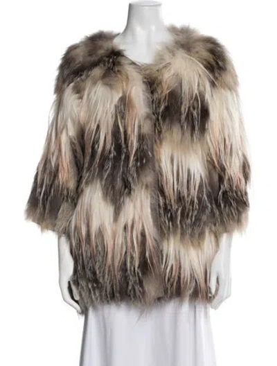 Pre-owned Fur Animal Print  Jacket In Neutrals