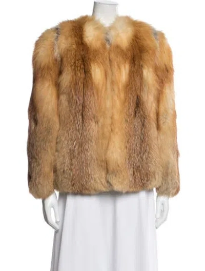 Pre-owned Fur Animal Print  Jacket In Orange