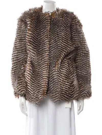 Pre-owned Fur Animal Print Jacket In Brown