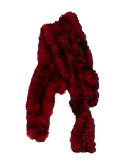 Pre-owned Fur Animal Print Scarf In Black/red
