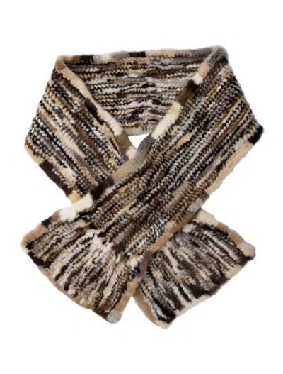 Pre-owned Fur Animal Print Scarf In Brown