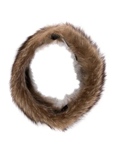 Pre-owned Fur Animal Print Scarf In Brown