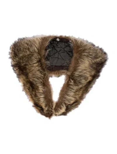 Pre-owned Fur Animal Print Scarf In Brown