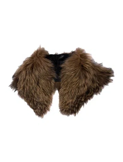 Pre-owned Fur Animal Print Scarf In Brown