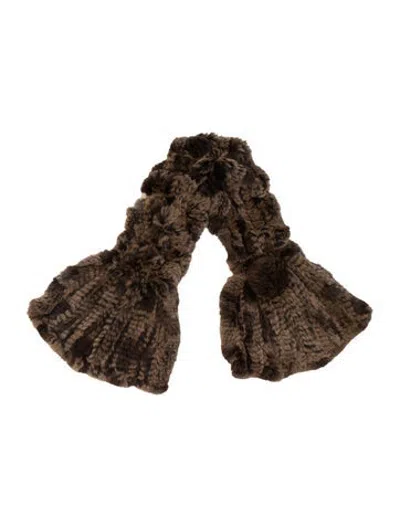 Pre-owned Fur Animal Print Scarf In Brown