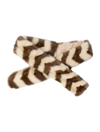 Pre-owned Fur Animal Print Scarf In Neutrals