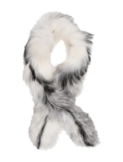 Pre-owned Fur Animal Print Scarf In Neutrals