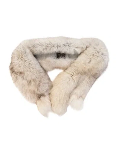 Pre-owned Fur Animal Print Scarf In Neutrals