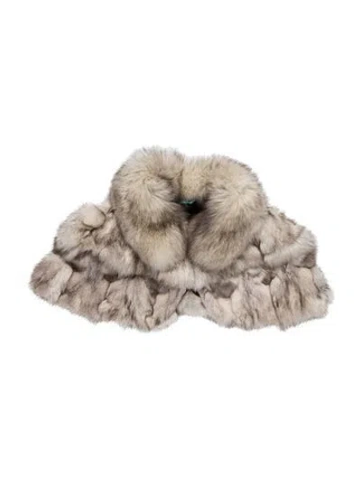 Pre-owned Fur Animal Print Scarf In Neutrals