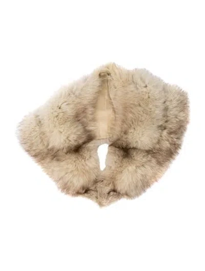Pre-owned Fur Animal Print Shawl In Neutrals