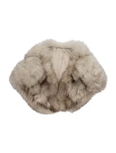 Pre-owned Fur Animal Print Shawl In Neutrals