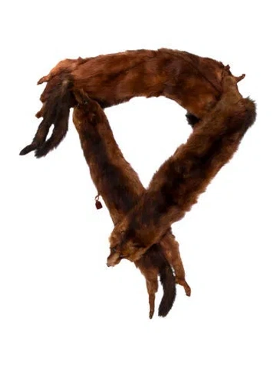 Pre-owned Fur Animal Print Stole In Brown