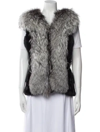 Pre-owned Fur Animal Print Vest In Black