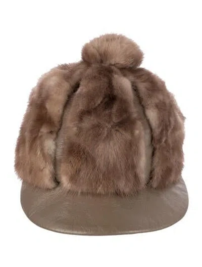 Pre-owned Fur Baseball Cap In Brown