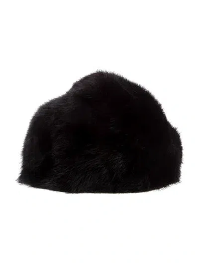 Pre-owned Fur Beanie In Black