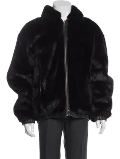 Pre-owned Fur Bomber Jacket In Black
