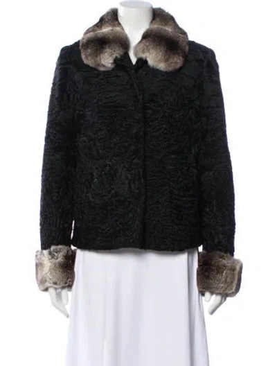 Pre-owned Fur Broadtail  Faux  Jacket In Black