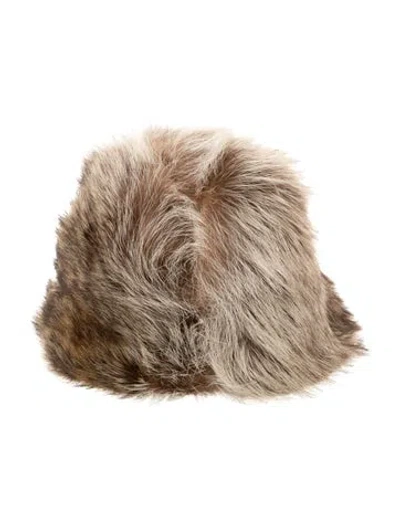 Pre-owned Fur Brown Buckle Hat