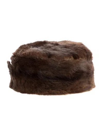 Pre-owned Fur Bucket Hat In Brown