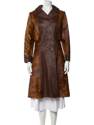 Pre-owned Fur Calf Hair  Coat In Brown