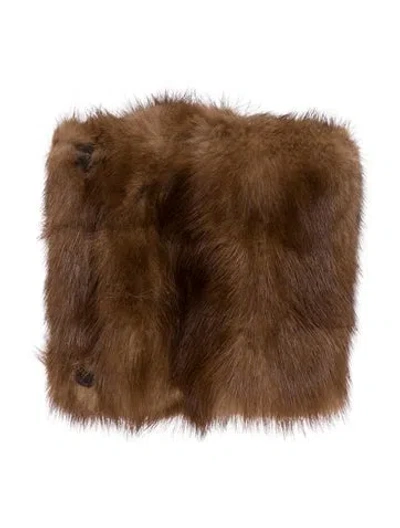 Pre-owned Fur Card Holder In Brown