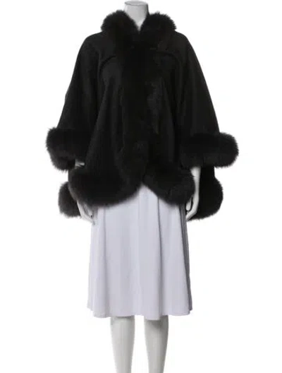 Pre-owned Fur Cashmere  Coat In Black