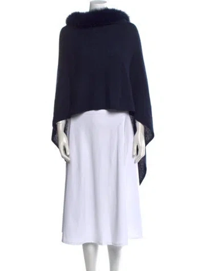 Pre-owned Fur Cashmere Turtleneck Sweater In Blue