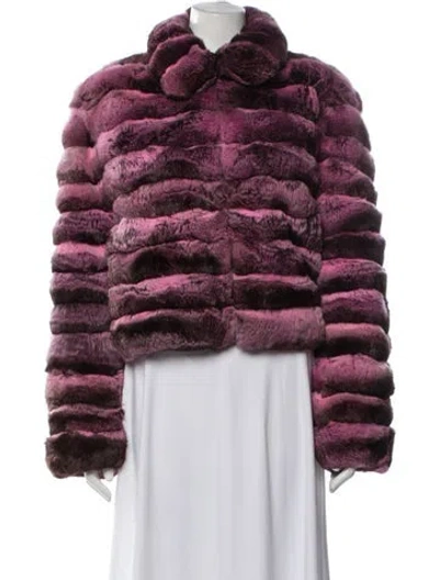 Pre-owned Fur Chinchilla  Jacket In Burgundy
