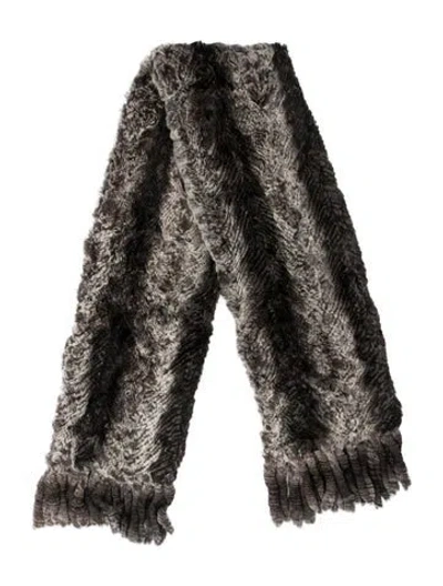 Pre-owned Fur Chinchilla Printed Scarf In Grey