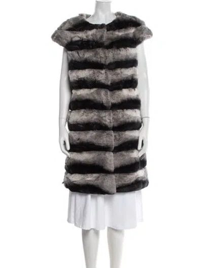 Pre-owned Fur Chinchilla Striped  Jacket In Black