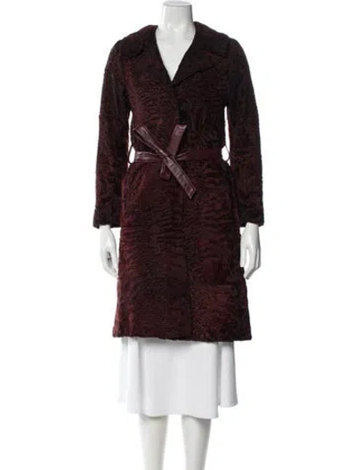 Pre-owned Fur Coat In Burgundy