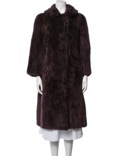 Pre-owned Fur Coat In Burgundy