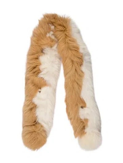 Pre-owned Fur Colorblock Pattern Scarf In Neutral