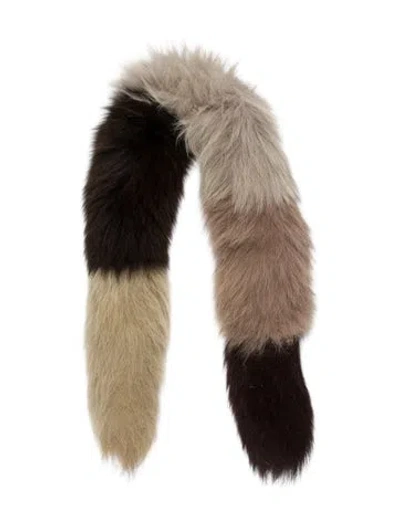 Pre-owned Fur Colorblock Pattern Scarf In Neutral