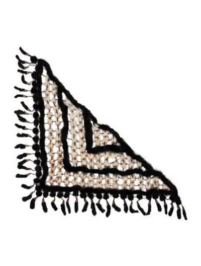 Pre-owned Fur Colorblock Pattern Shawl