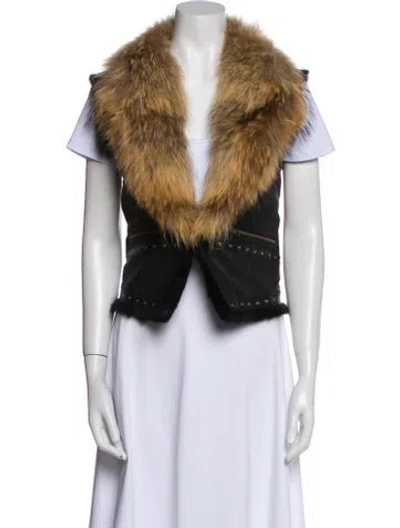 Pre-owned Fur Colorblock Pattern Vest In Multi