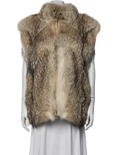 Pre-owned Fur Coyote Animal Print  Jacket In Brown/neutrals