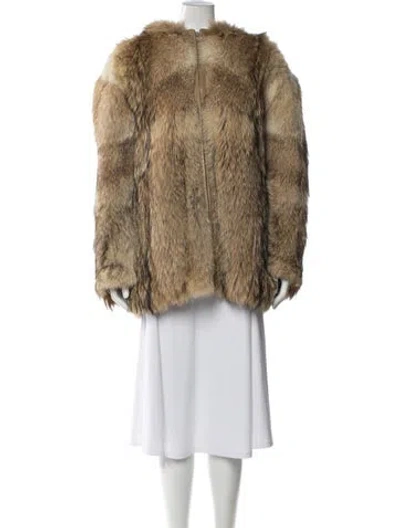 Pre-owned Fur Coyote  Coat In Brown