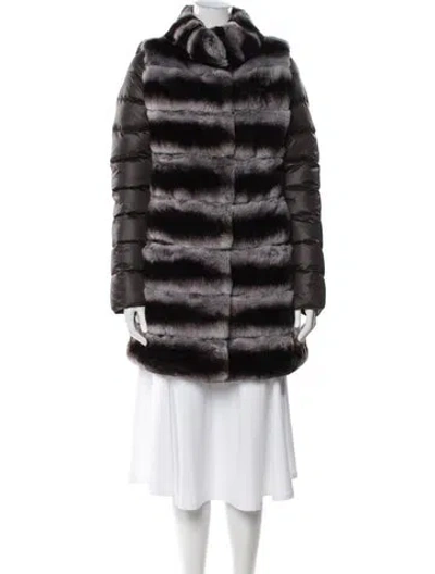 Pre-owned Fur Down Coat In Black