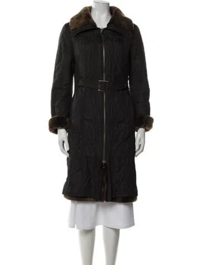 Pre-owned Fur Down Coat In Black