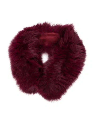 Pre-owned Fur Dyed Fox Scarf In Burgundy